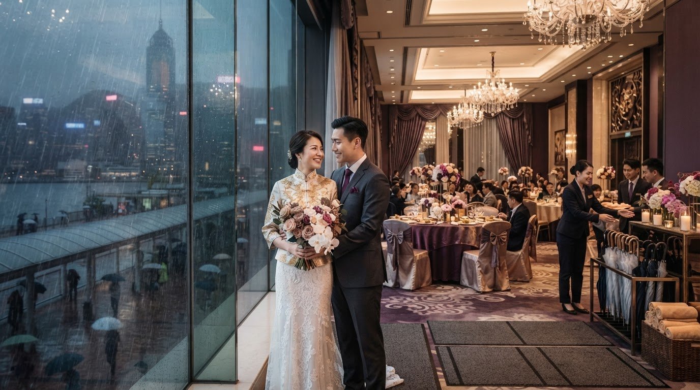 打風落雨婚宴後備方案：2026香港新人必備應變清單與場地應對指南